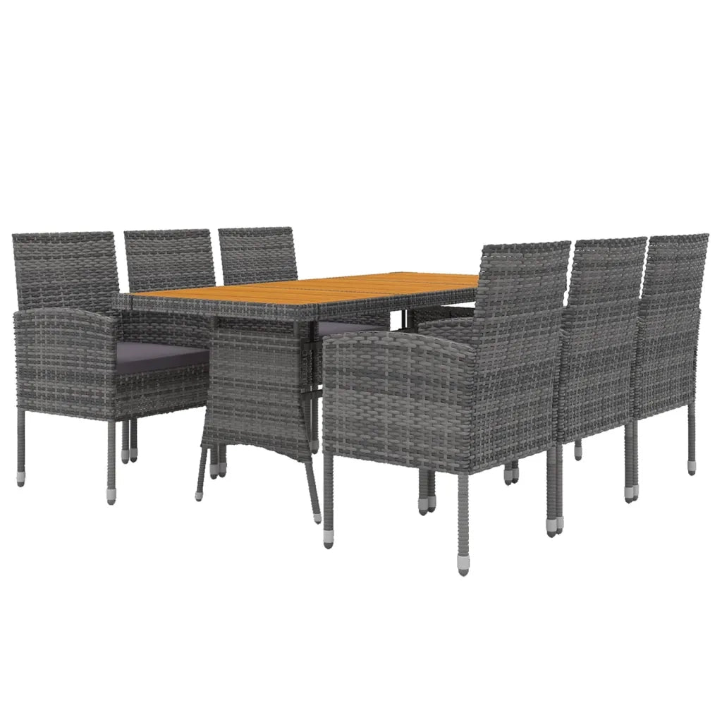 Set da Pranzo per Esterni 7 pz in Polyrattan Grigio 3120114