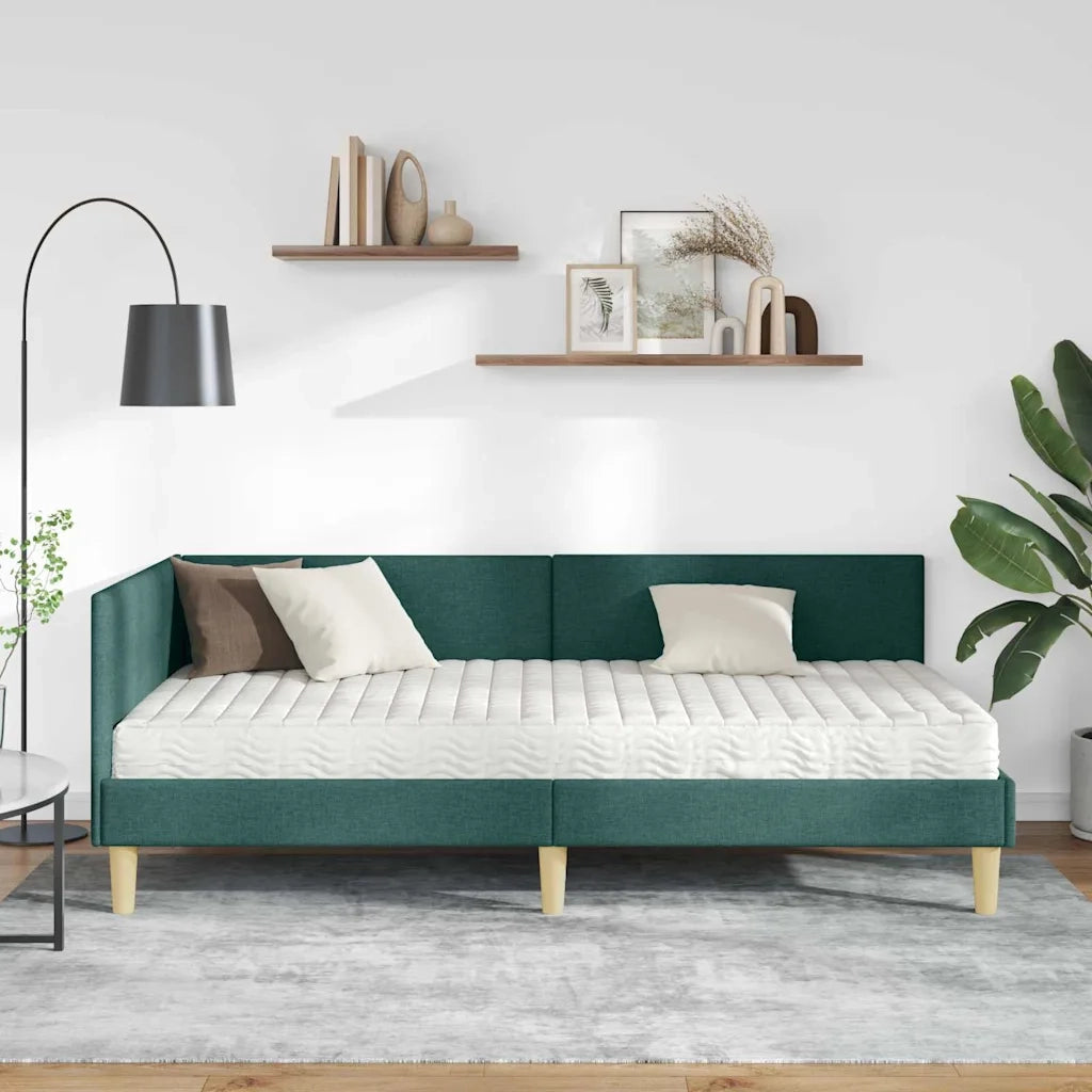 Struttura Letto Angolare con Materasso 2 pcs Verde Tessuto 3393729