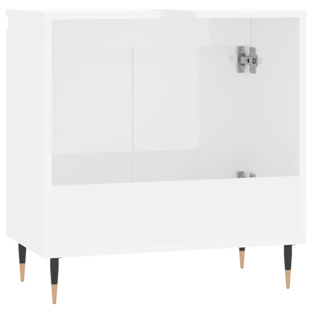 Mobiletto da bagno bianco lucido 58 x 33 x 60 cm ampio spazio contenitivo stile industriale legno composito bianco 02_0049015