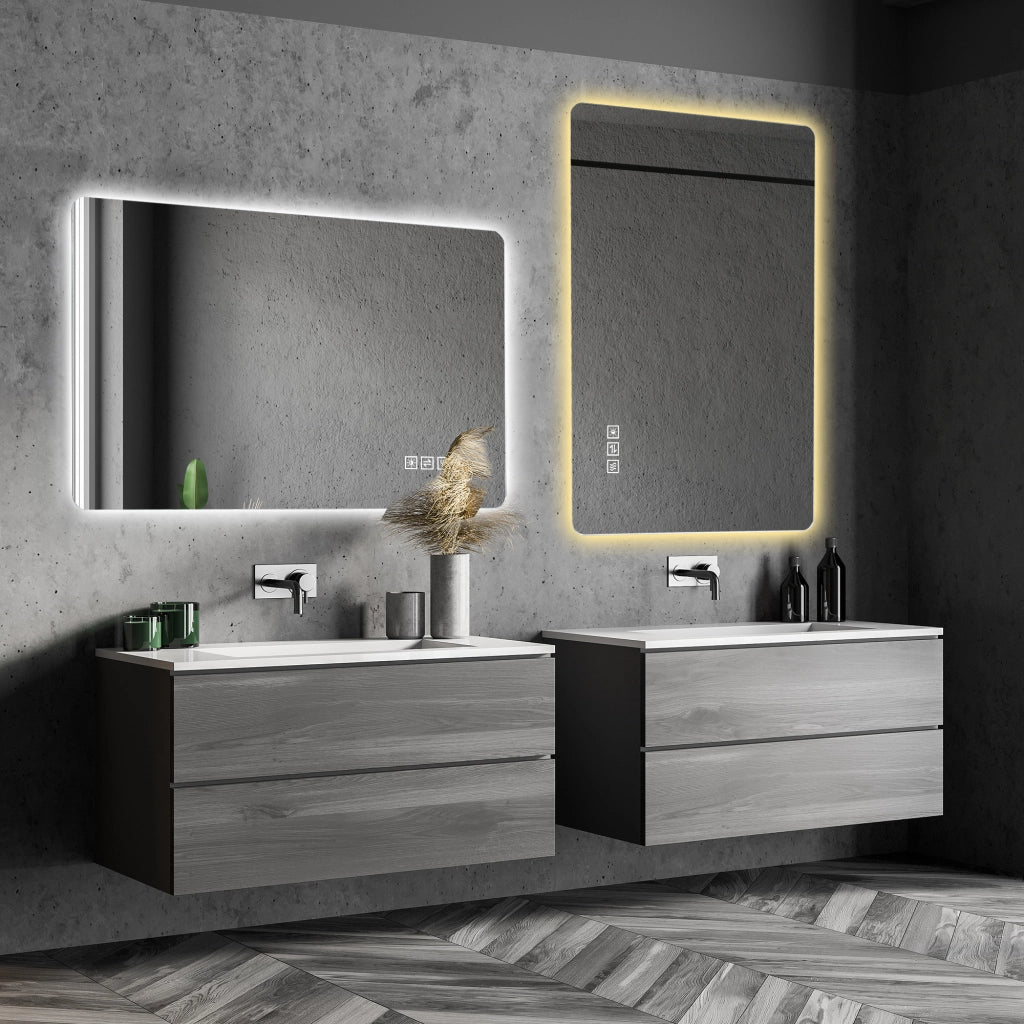 Specchio da bagno LED con retroilluminazione antiappannamento 3 tonalità dimmerabile memoria IP44 argento