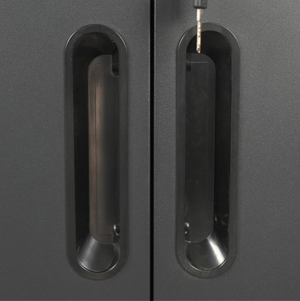 Armadio Porta Utensili in Acciaio con Ruote, 1 Cassetto e 2 Ante Serrabili, 88x75x42 cm, Nero-Grigio