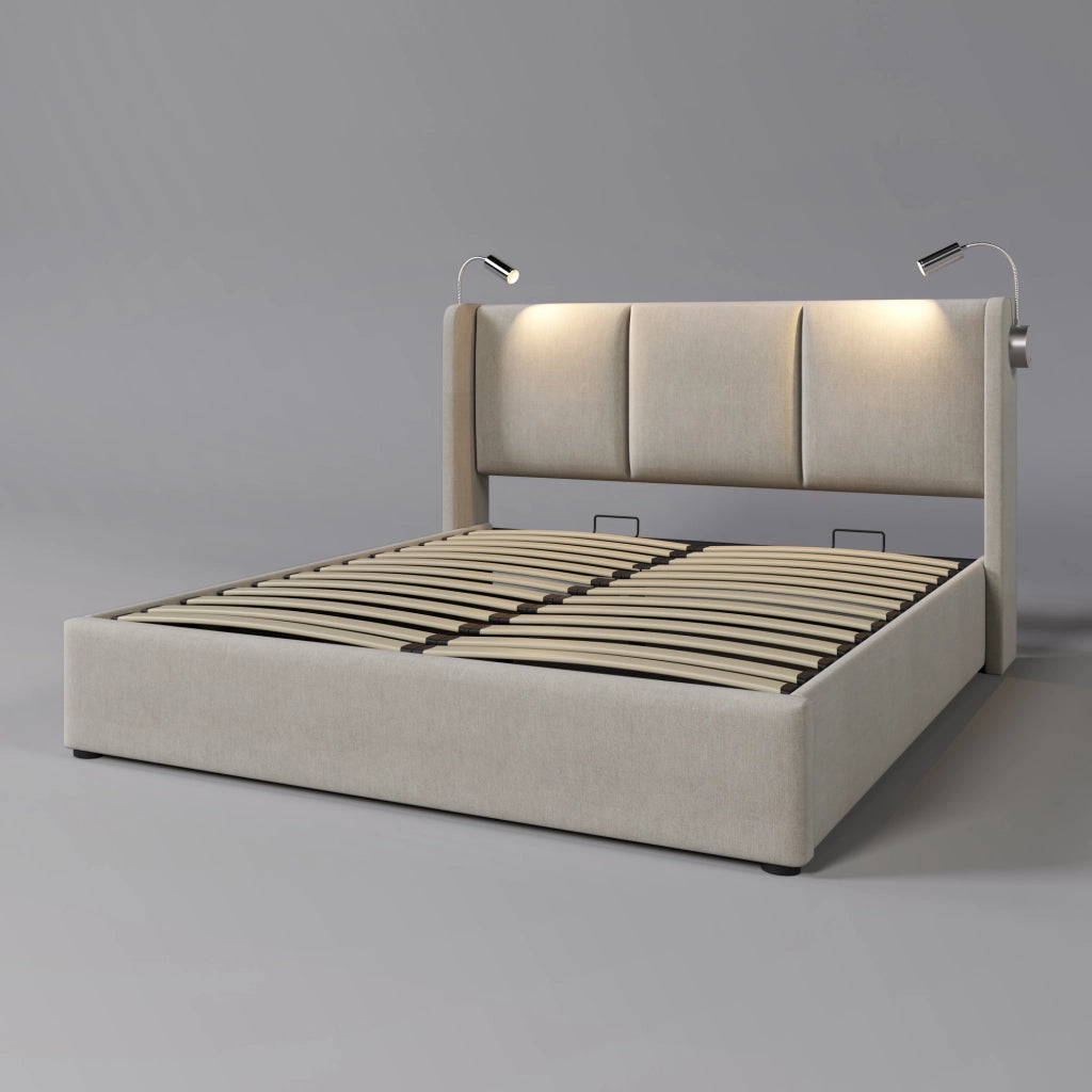 letto imbottito lino beige 160x200 cm