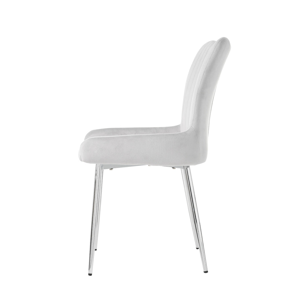 Set di 2 sedie da pranzo in velluto grigio con quattro gambe in metallo per soggiorno; camera da letto e zona lounge