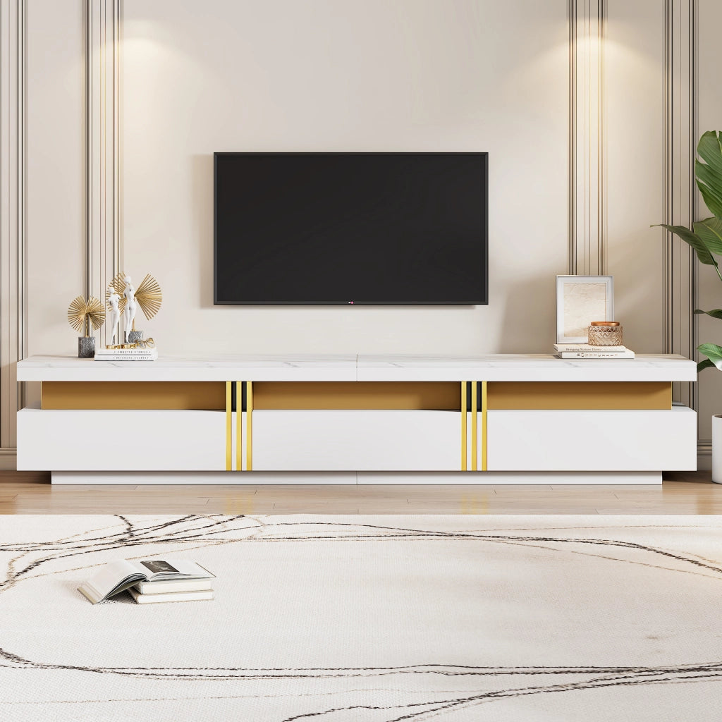 Mobile TV bianco effetto marmo 200 cm