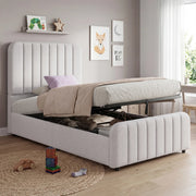 letto imbottito lino grigio 90 x 200 cm