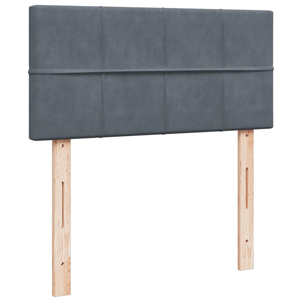 Letto a Molle con Materasso Grigio Scuro Singolo in Velluto