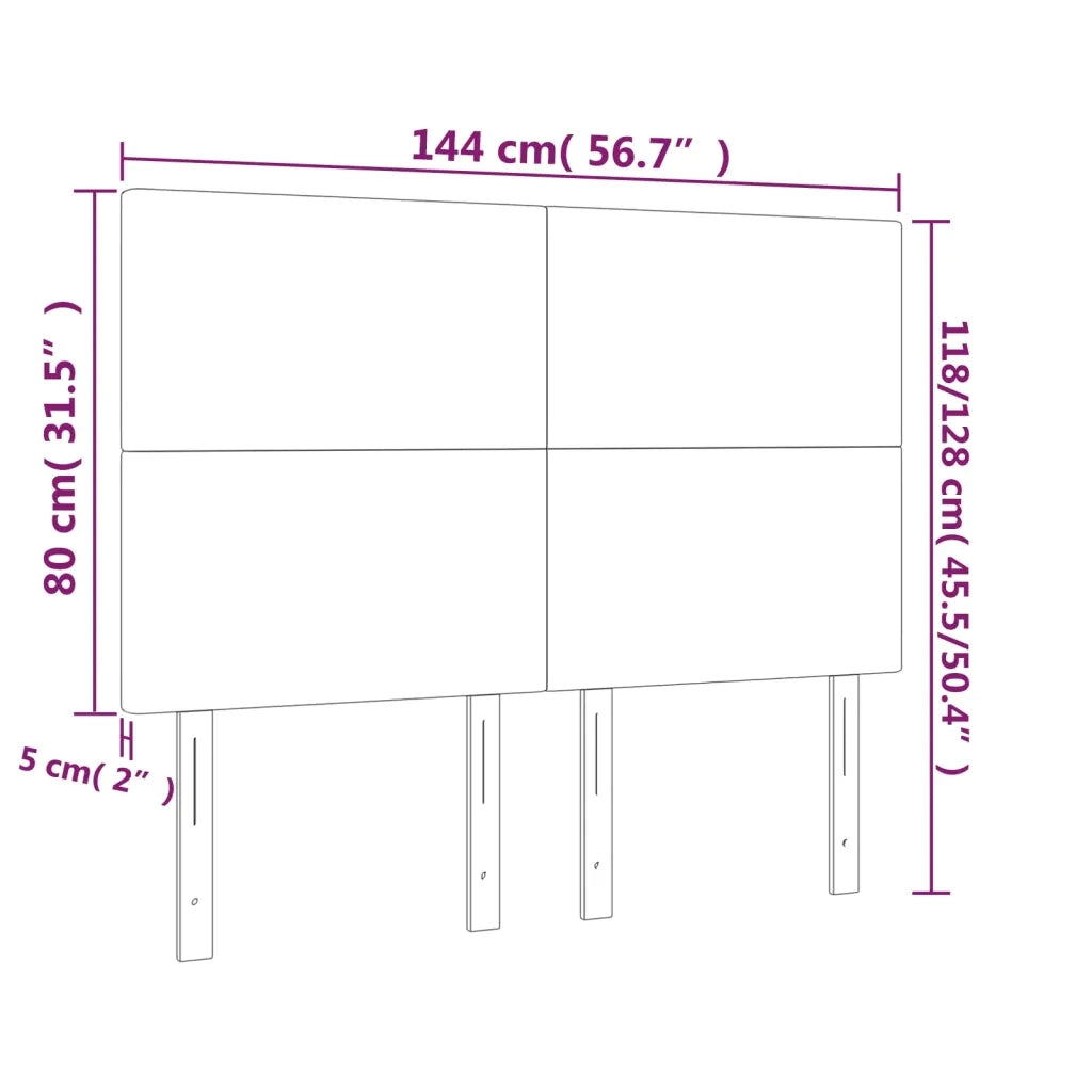 Testiera | Testata Nera 144x5x118/128 cm Velluto