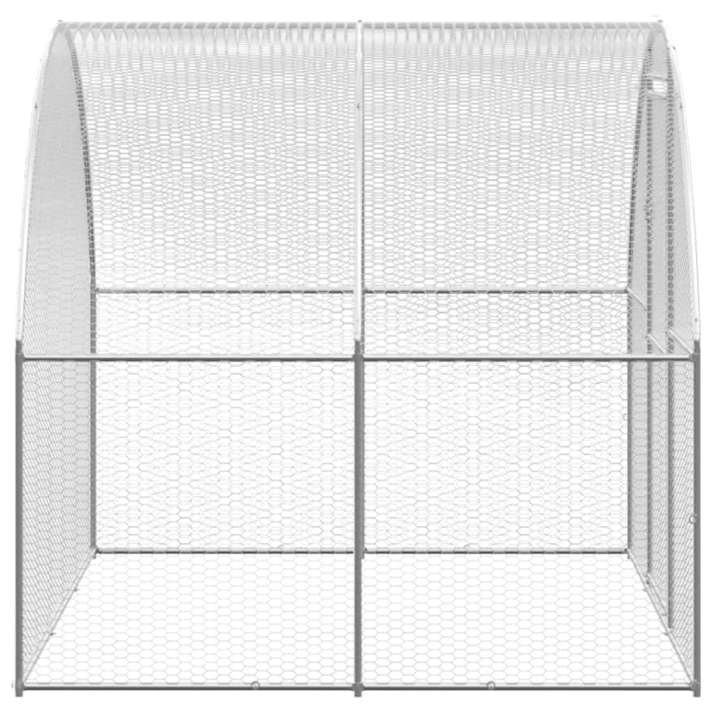 Pollaio/recinto/gabbia per polli da esterno 3 x 2 x 2 m acciaio zincato argento 02_0044004