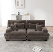 Divano modulare in chenille marrone 220x77x81 cm