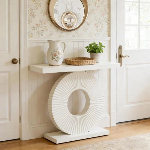TAVOLO CONSOLLE Moderno Bianco in MDF e Metallo