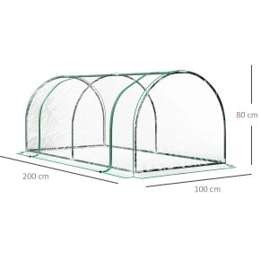 Serra da giardino verde in acciaio e plastica 200x100x80 cm