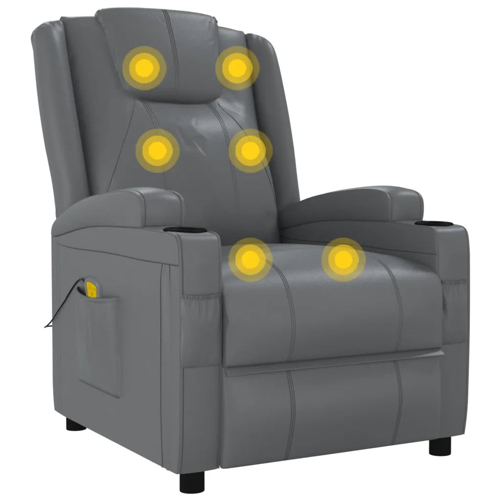 Poltrona Massaggiante | Sedia Relax Antracite in Similpelle