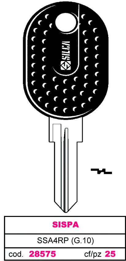 Silca CHIAVE PER AUTO ASC SSA4RP (G.VAK 0) SISPA 5.00 pz