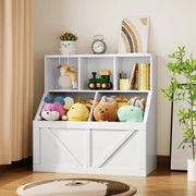 Libreria per Bambini Mobile Portagiochi e Libri per Cameretta Scaffale Basso a 2 Livelli 90x42x92cm Bianco