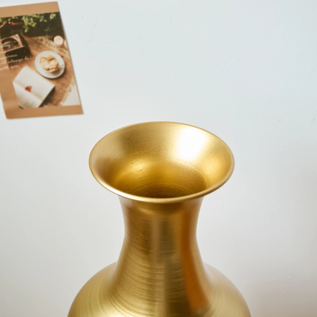 Vaso da pavimento set di 3 in metallo dorato con motivo goffrato per fiori secchi e piante da interno soggiorno ingresso