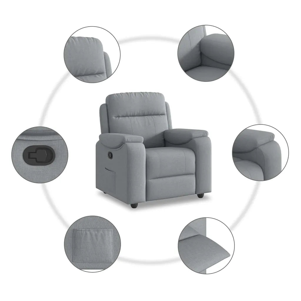 Poltrona Reclinabile in Tessuto Grigio Chiaro 4015680