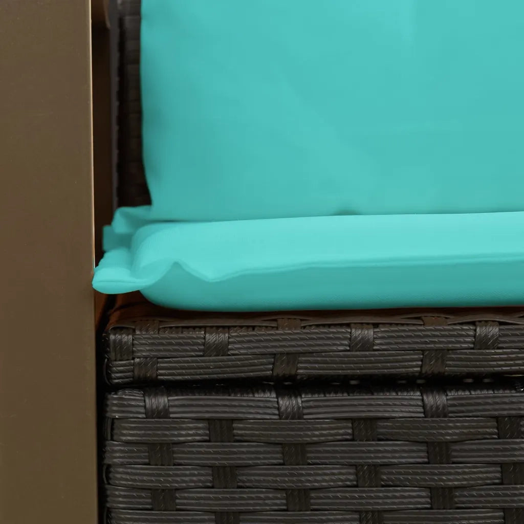 Divano da giardino con cuscini 2 posti nero in polyrattan 366037