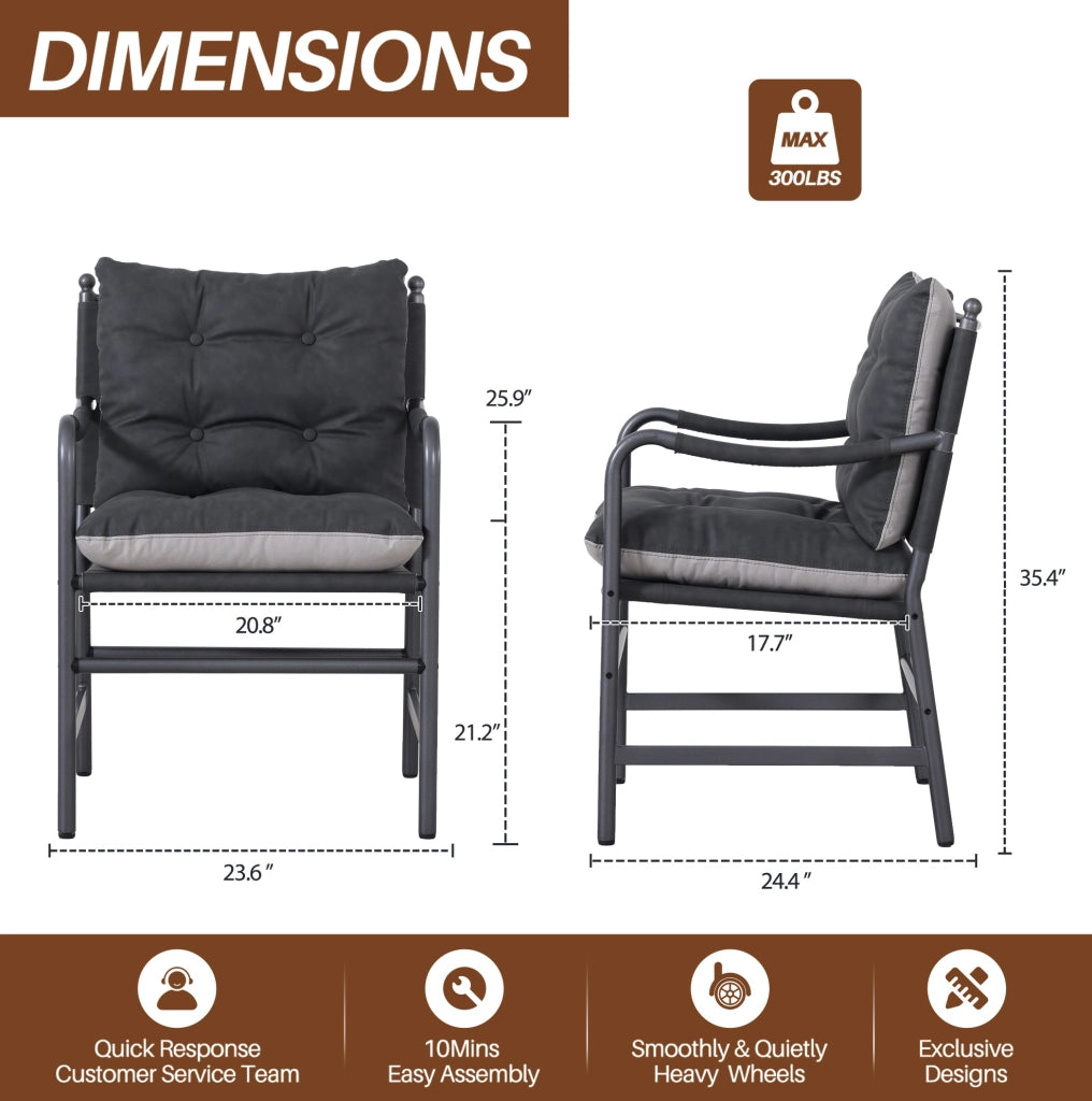 Poltrona aggiuntiva 60x62x90 cm in pelle PU nera con braccioli, stabile -