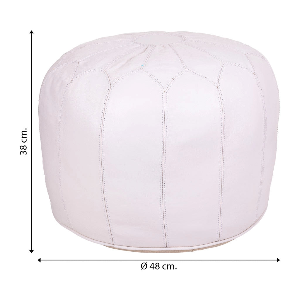 Pouf in pelle bianca 48x48x38h