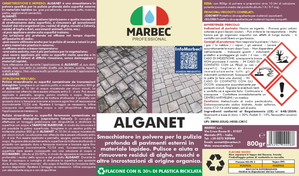 Pulizia pavimenti esterni ALGANET   800GR + Tampone Marrone