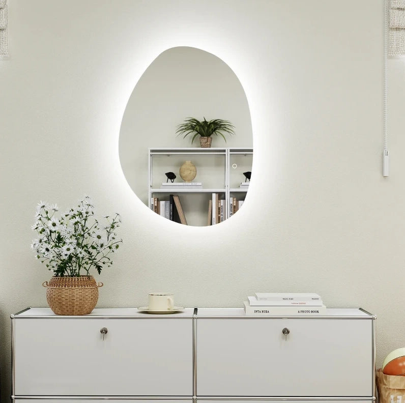 Specchio bagno LED 80x5x60 cm in vetro temperato argentato antiappannamento