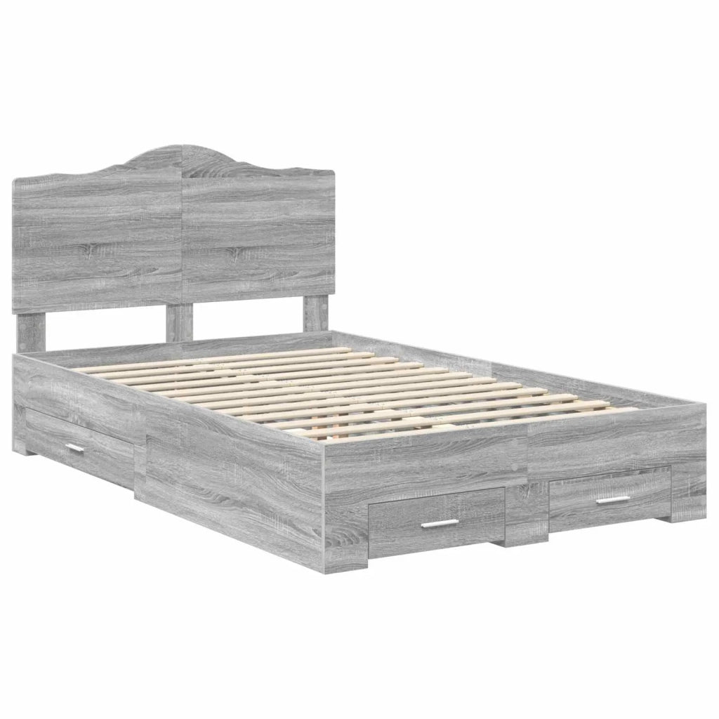 Letto matrimoniale | Letto per adulti | Struttura del letto con testiera Grigio Sonoma 120 x 200 cm