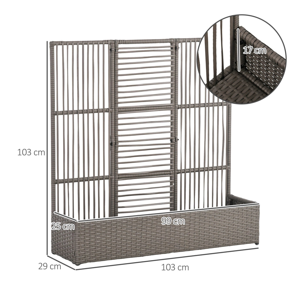 Fioriera con Spaliera ¨C Xylo ¨C Polyrattan Grigio 103x29x103 cm