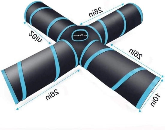 Tunnel per Gatti in Plastica Collapsabile 4 Vie con Tasca di Riposo e Maniglia per Cani, Conigli, Cervi e Porce in Interno/Esterno... 132*53*26