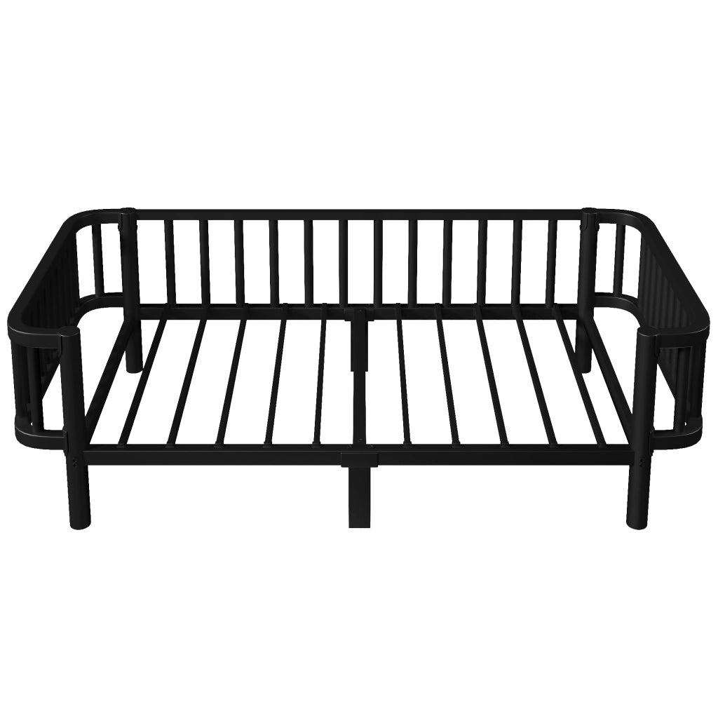 Letto da giorno in metallo nero 90x200 cm; divano letto multifunzione