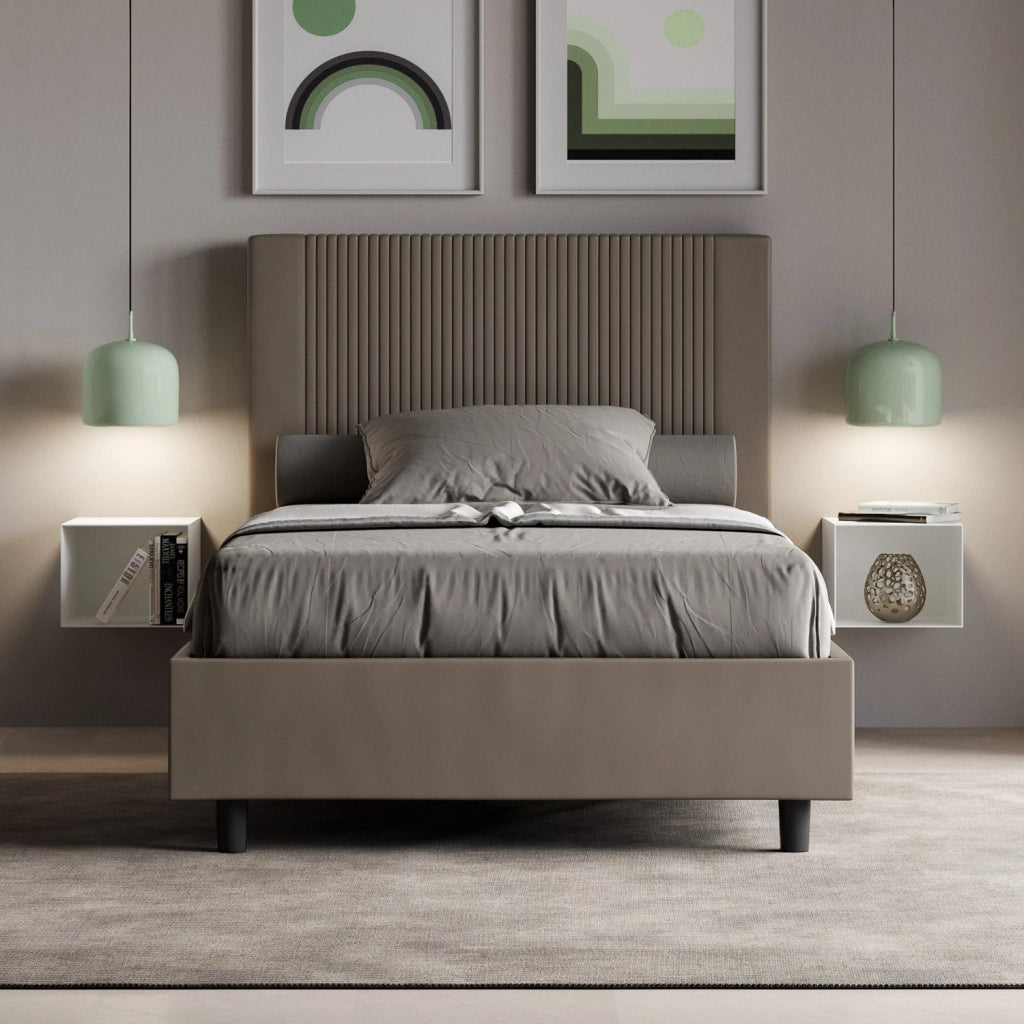 Letto 1 Piazza e Mezzo 130x190 cm con Rete Goya Cappuccino