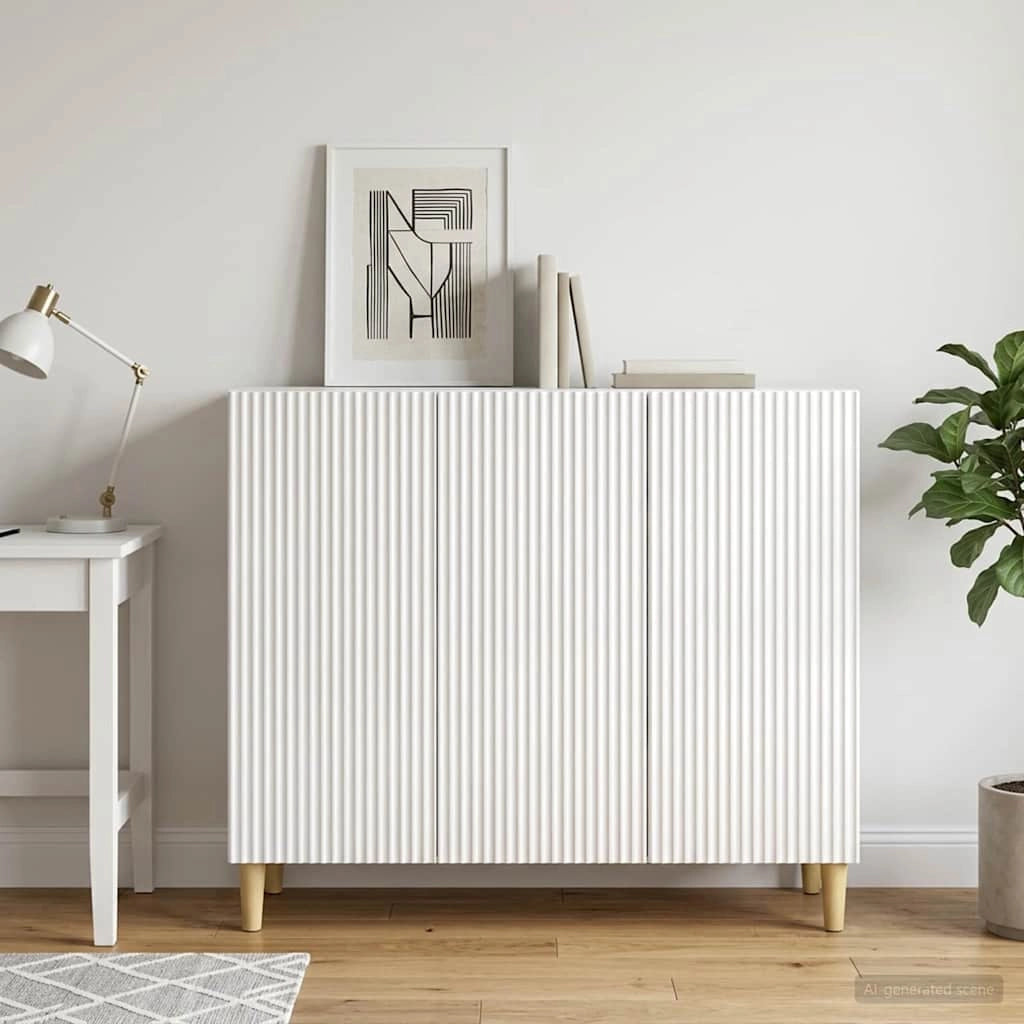Credenza Bianco Lucido 89 x 34,5 x 80 cm Legno ingegnerizzato 894649