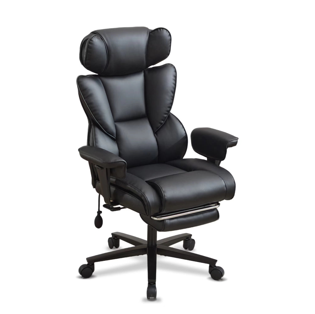 Sedia da ufficio reclinabile ergonomica nera con supporto lombare