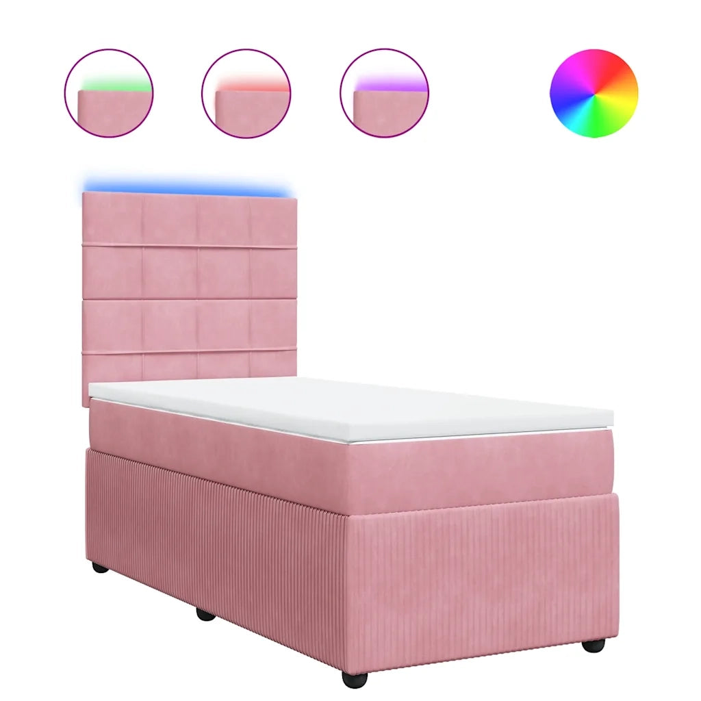 Giroletto a Molle con Materasso Rosa 90x190 cm in Velluto 3294519