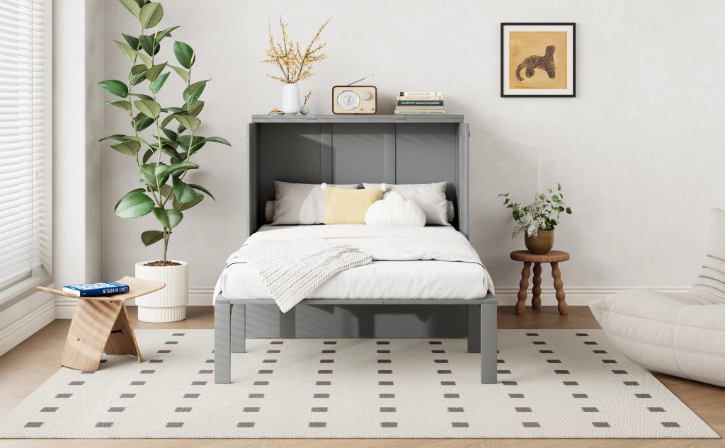 letto a scomparsa legno grigio 90 x 200 cm