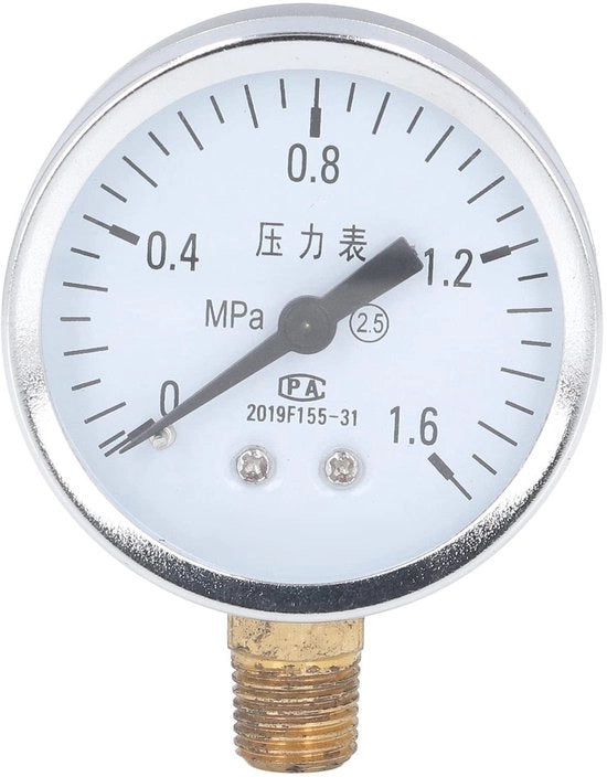 Misuratore di Vacuo Preciso - Manometro 1/4 NPT - Cassetta in Acciaio Inossidabile - Misurazione Pressione dell'Aria - Misurazione Pressione dell'Acqua - Precisione di Classe 2.5