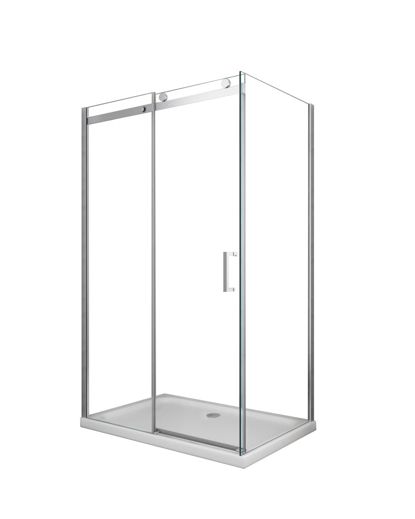 Box doccia 8 MM a 2 lati parete fissa laterale + porta scorrevole reversibile altezza 190 cm 90x120
