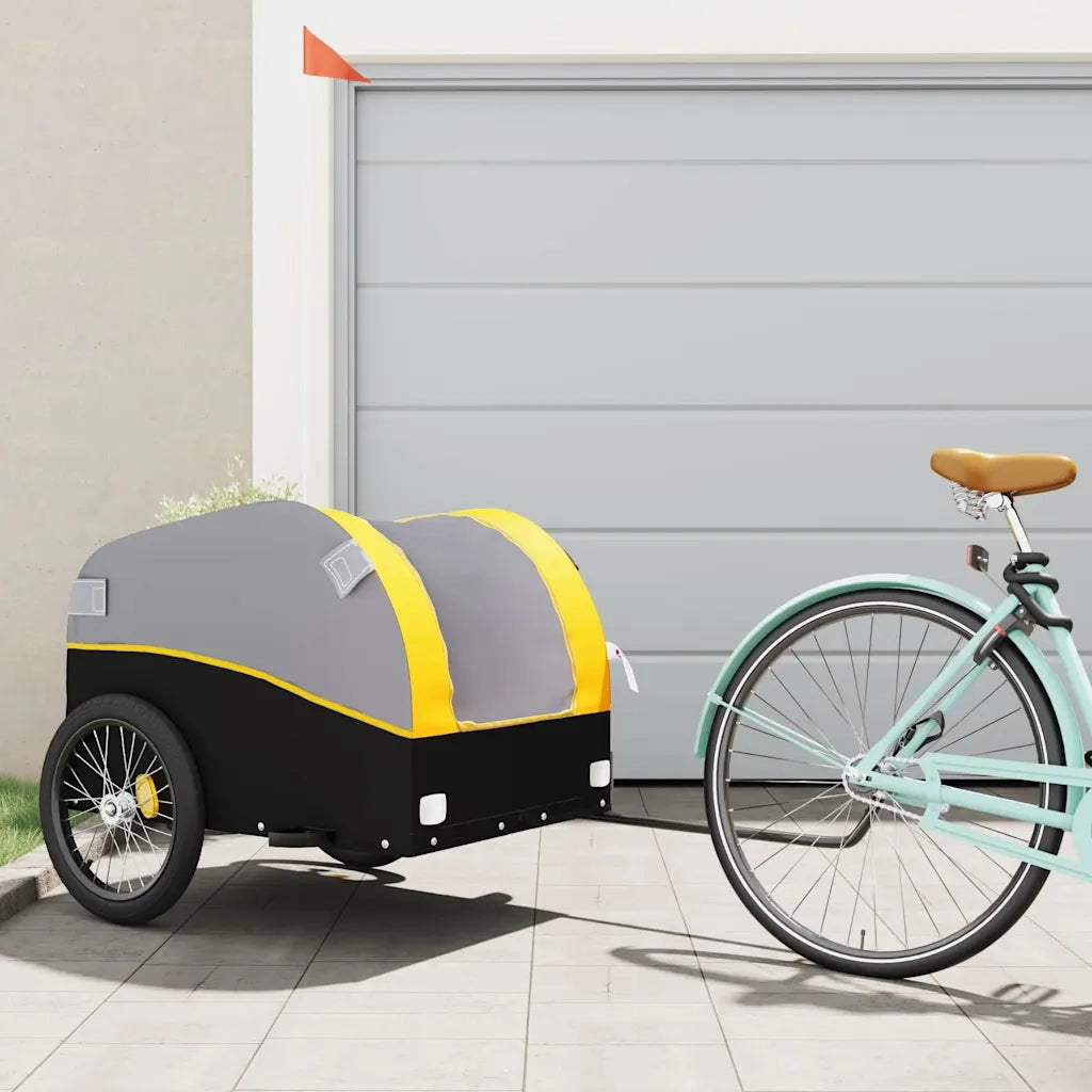 Rimorchio da Bici Nero e Giallo 45 kg in Ferro 94134