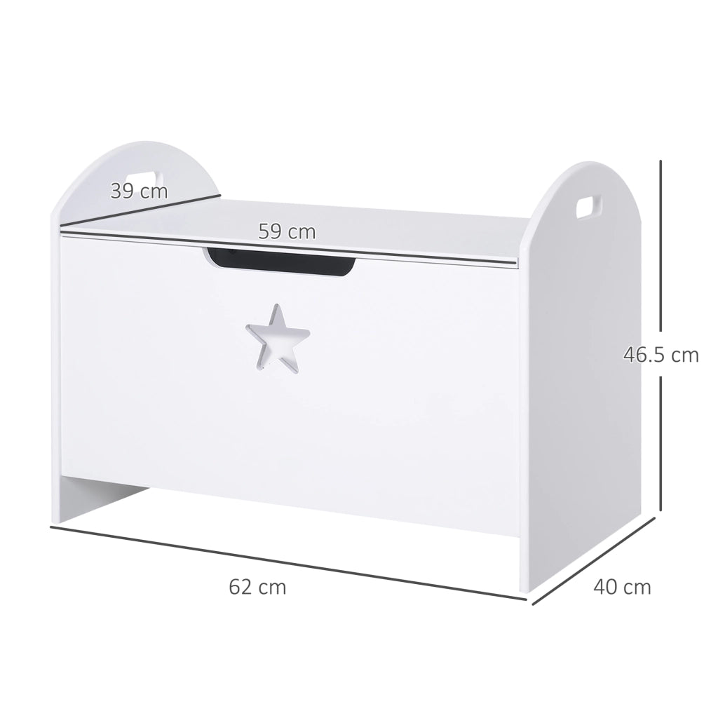 Baule contenitore portagiochi bambini ¨C Xylo ¨C legno bianco 62x40x46.5cm con cerniere sicurezza