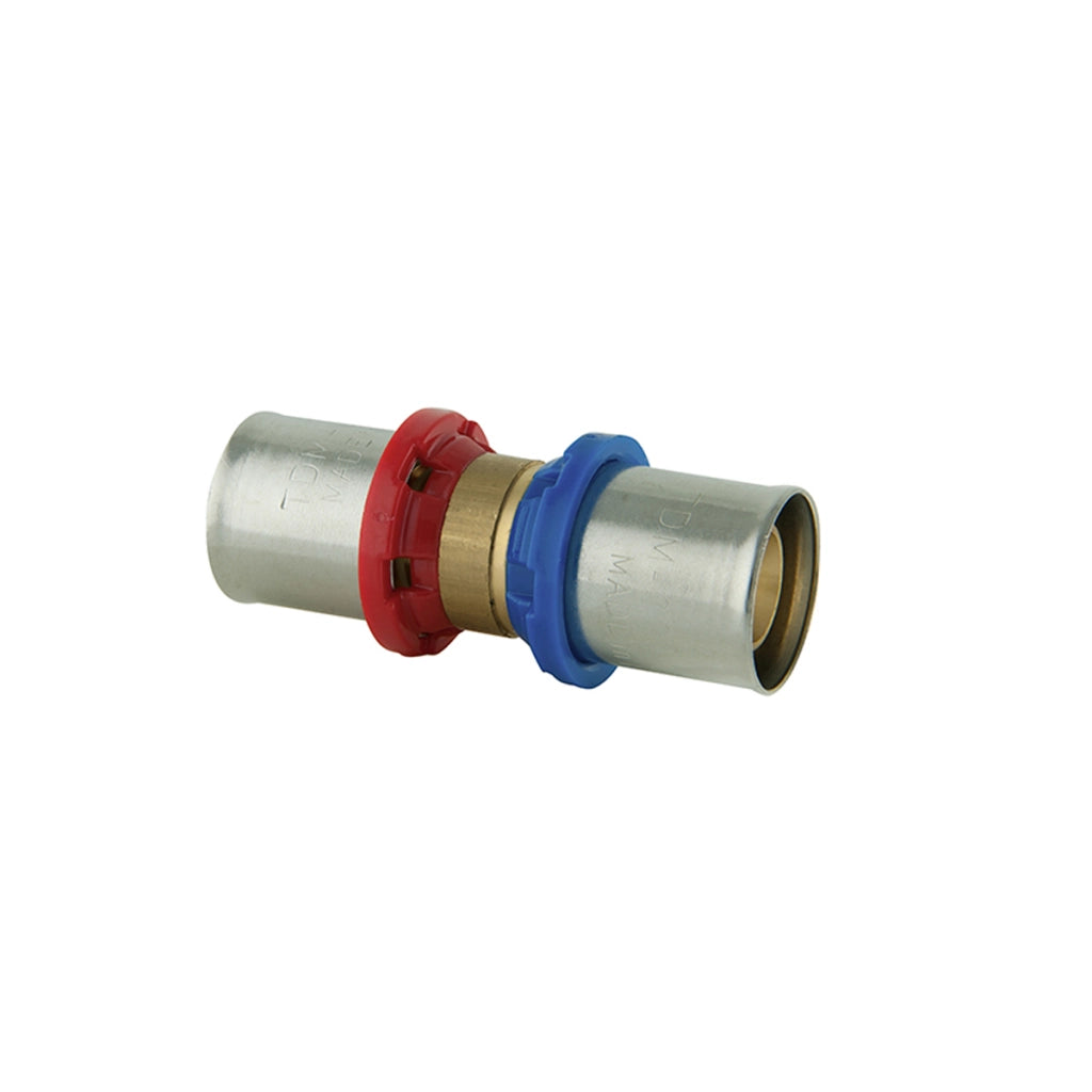 RACCORDO DRITTO DOPPIO PER CAMBIO SPESSORE TUBO A PRESSARE MULTISTRATO- 20x2 20x2,25- TDMB- pezzi 1