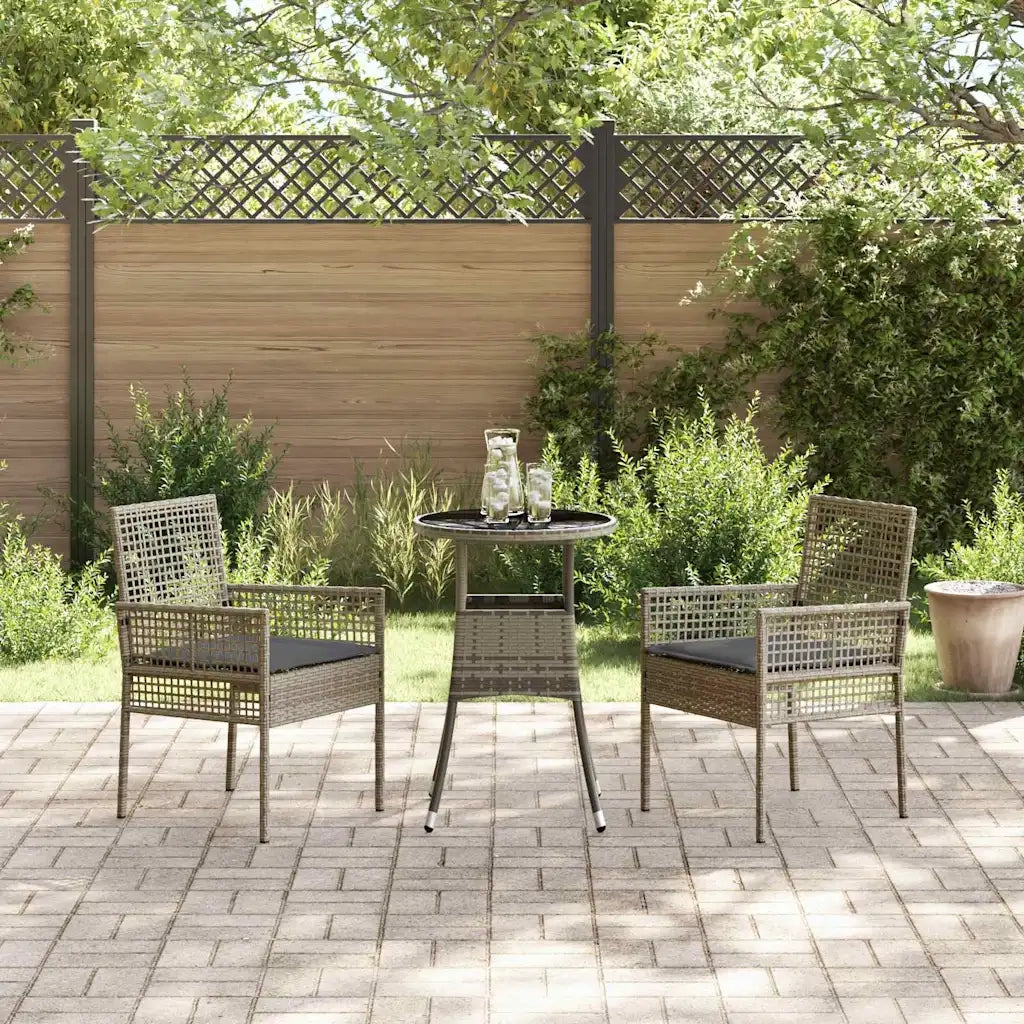 Set da Pranzo per Giardino 3 pcs Grigio polyrattan 3334945