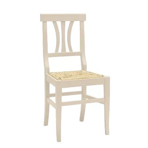 Set 2 sedie classiche legno beige seduta paglia 43x42x90 - Mobili 2G