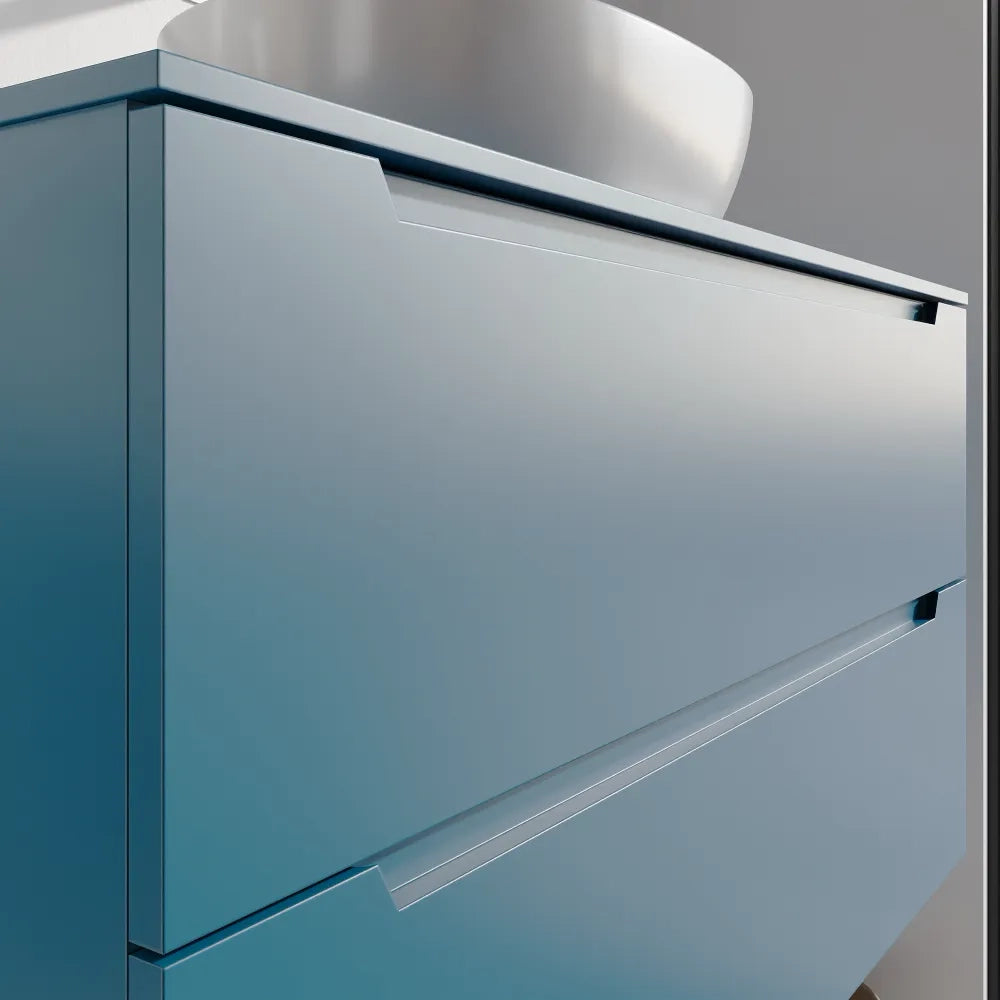 Mobile bagno sospeso 100cm dusk blue due cassetti soft-close con top | Bako
