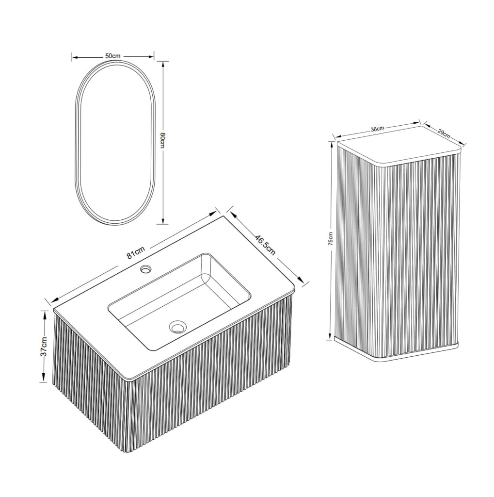 Set mobili bagno rovere con lavabo in pietra artificiale; specchio LED antiappannamento