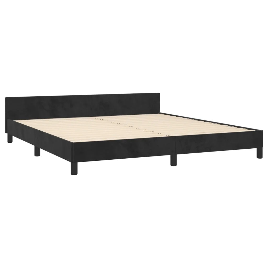 Letto matrimoniale | Letto per adulti | Giroletto senza Materasso Nero 160x200 cm in Velluto