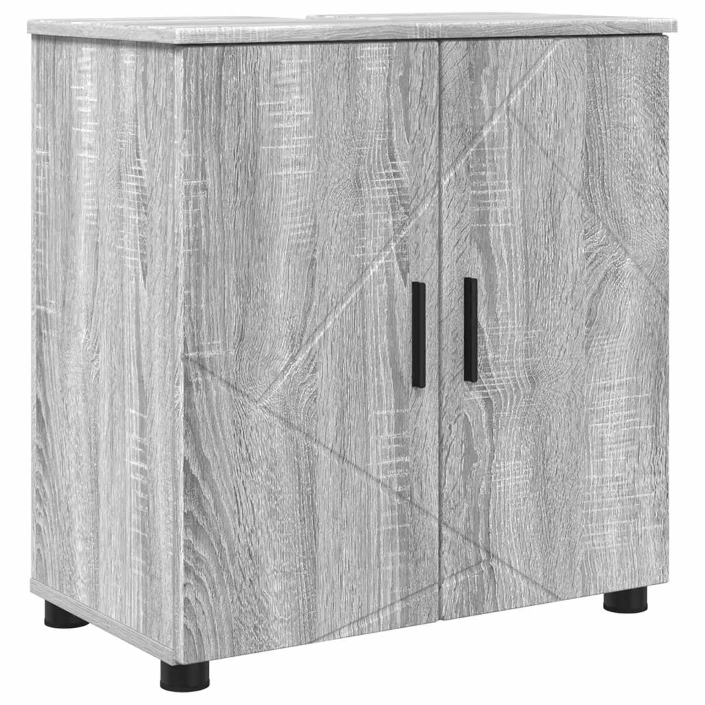 Set di mobili per il bagno con porta 4 pcs Grigio Sonoma 3393009