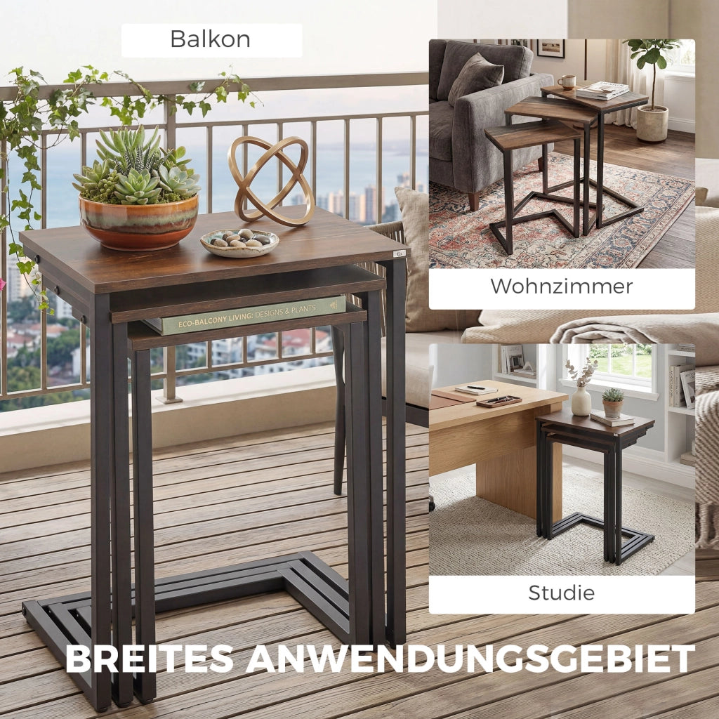 Set Tavolino da Caff¨¨ Industrial ¨C zephmum ¨C marrone+nero 45x30x60 cm