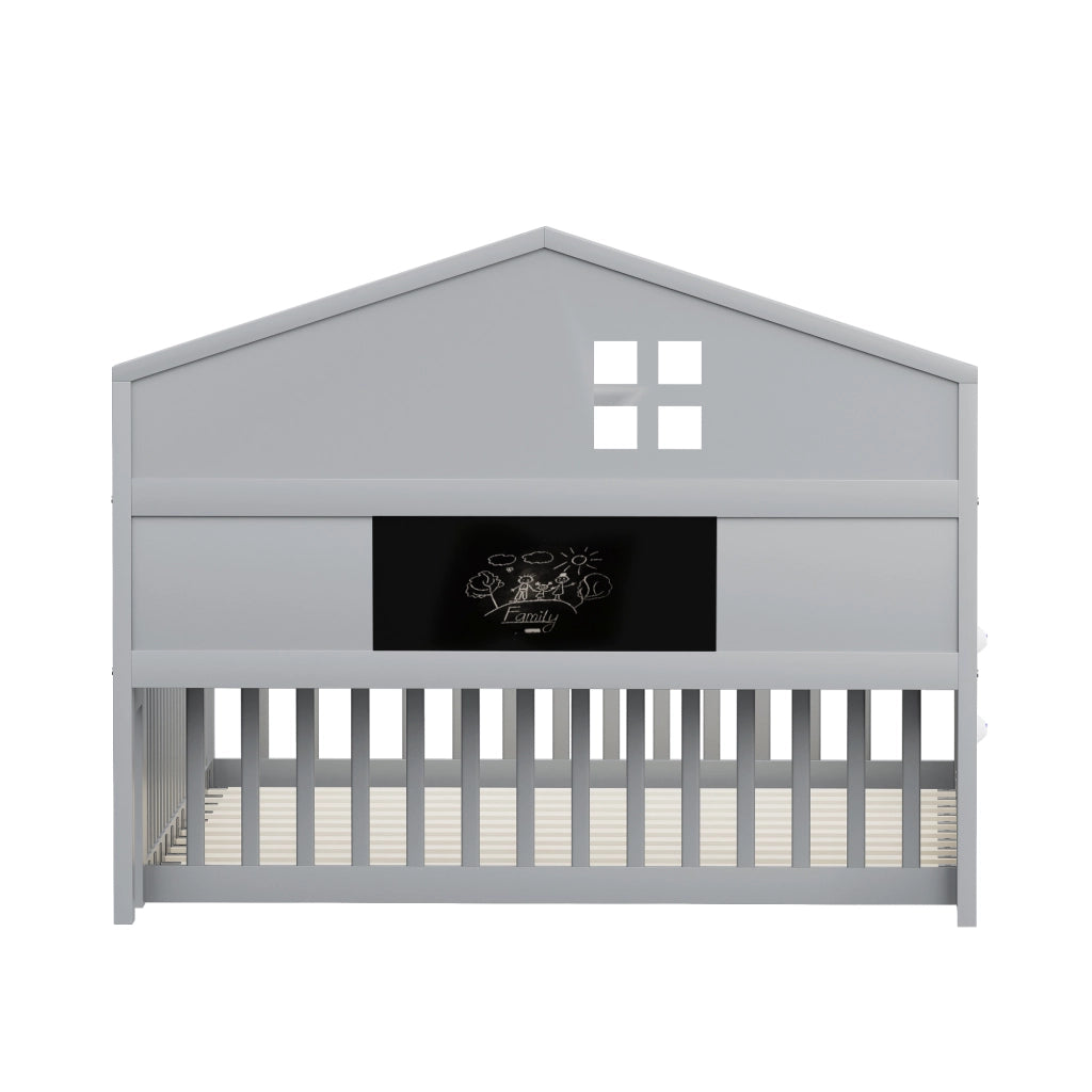 LETTO per bambini 140x200 cm in legno massello grigio, design a casa