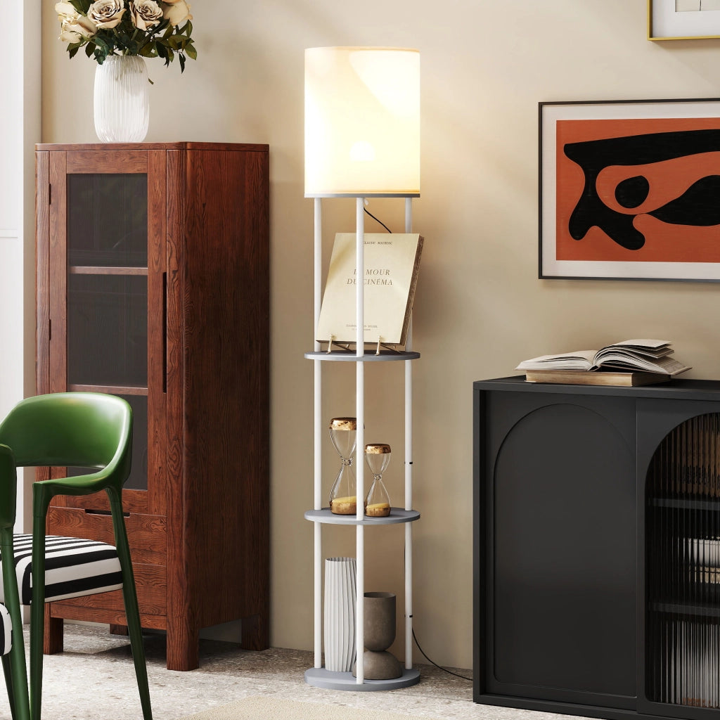 Lampada da Terra con Scaffali ¨C Minimal ¨C Grigio