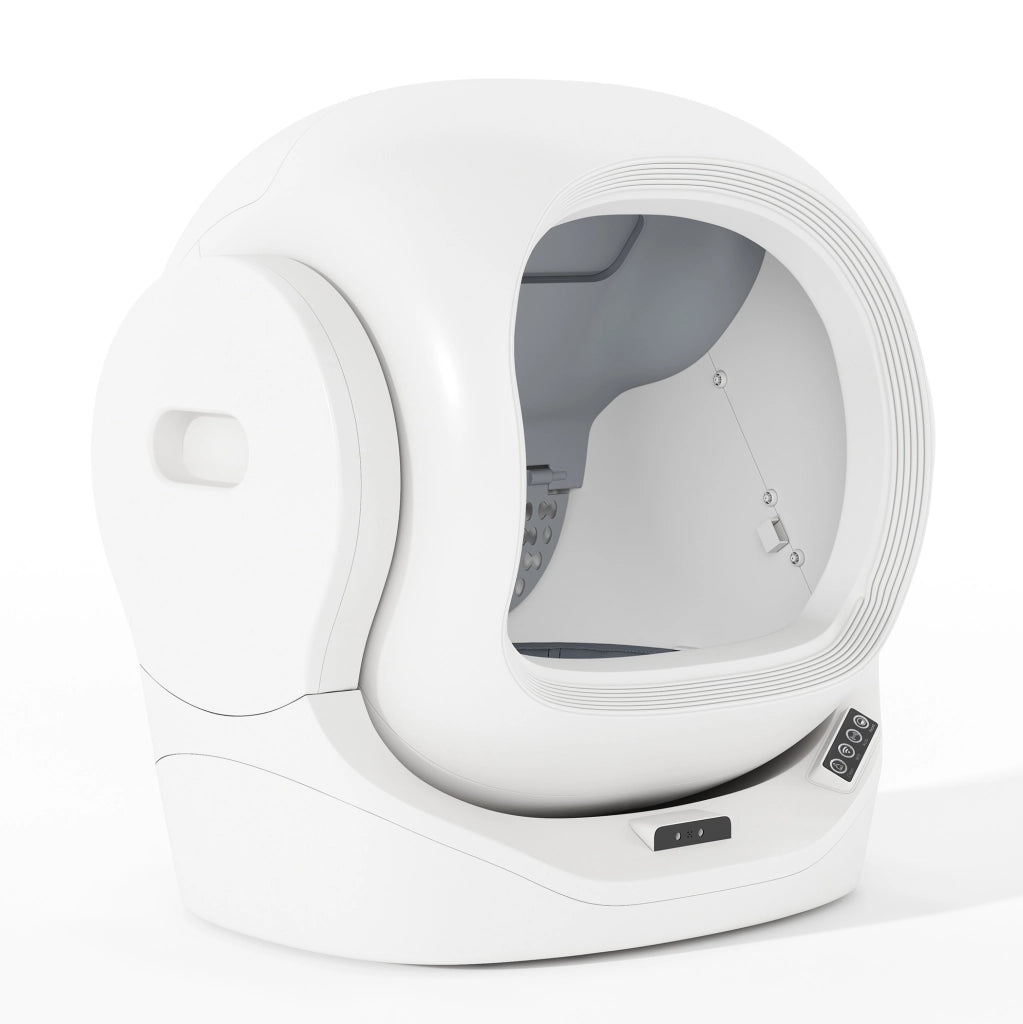Lettiera automatica ULEVR con app, capacit¨¤ 68 L, contenitore rifiuti 8 L e sensore a infrarossi, bianca