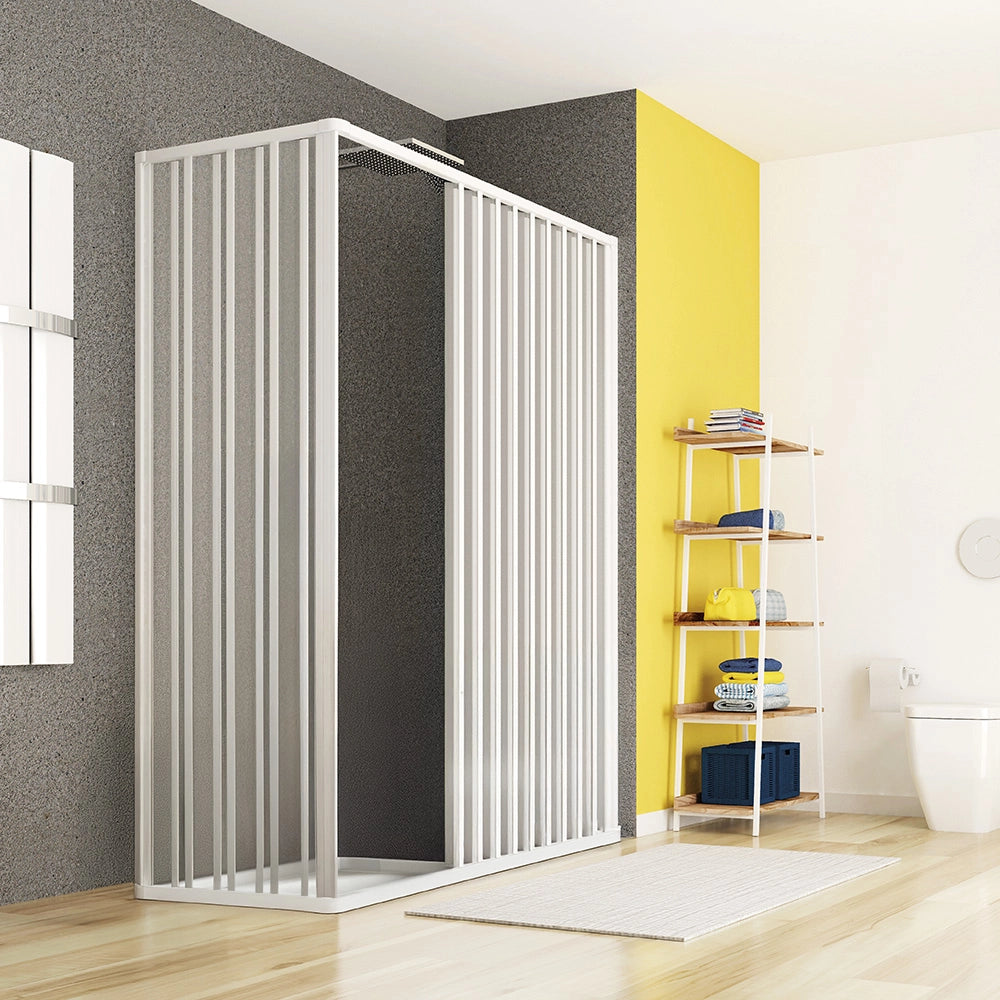Box doccia angolare 70x100 a soffietto in PVC con apertura centrale Teti